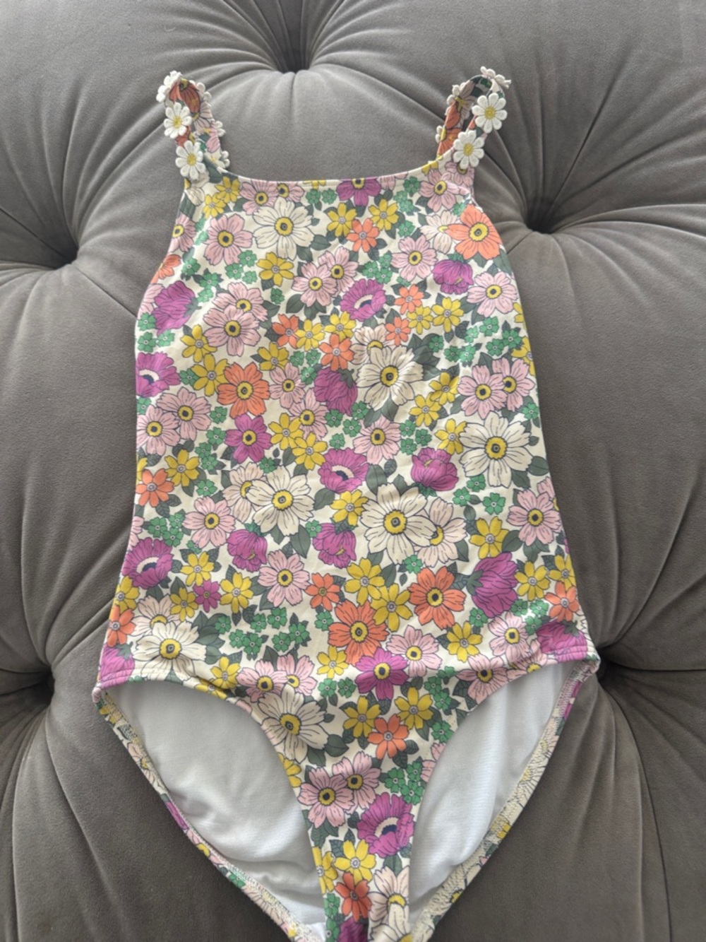Mini Boden Floral One-Piece Swimsuit in White, Pink, Yellow, Green, Orange